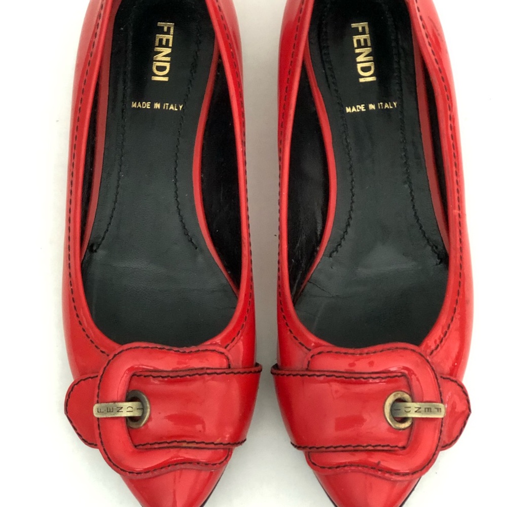FENDI Red Patent Leather Flats